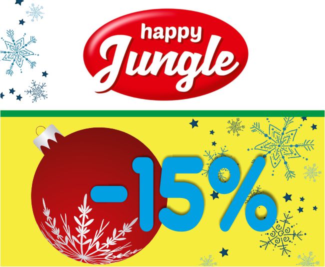 Скидка 15% на корма и лакомства Happy Jungle 